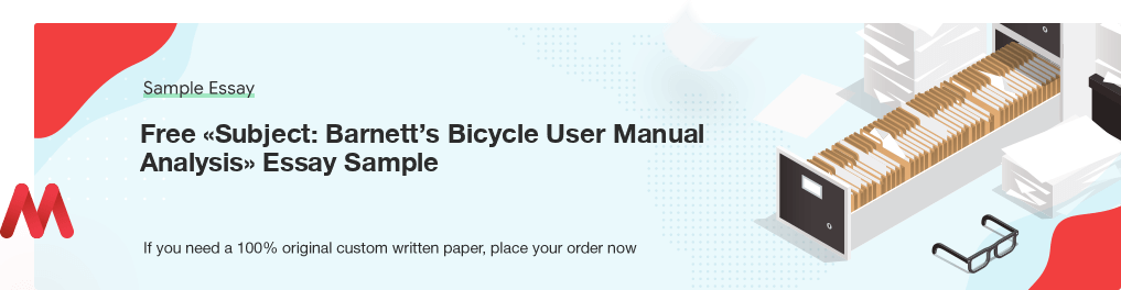 Custom «Subject: Barnett’s Bicycle User Manual Analysis» Sample Essay